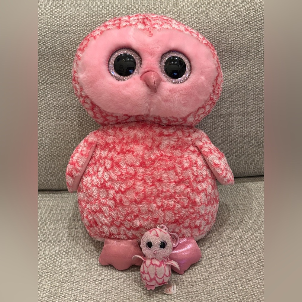 Ty Mom & Baby Owl Pinky Plush Set